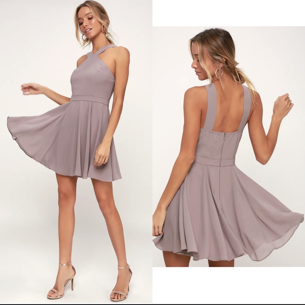 Lulus Forevermore Taupe Skater Dress